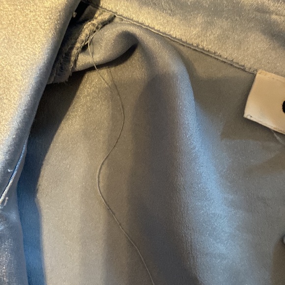 VINTAGE CHRISTIAN DIOR PALE BLUE SATIN PAJAMA TOP WITH EMBROIDERY LOGO. SIZE M/L - Picture 4 of 8